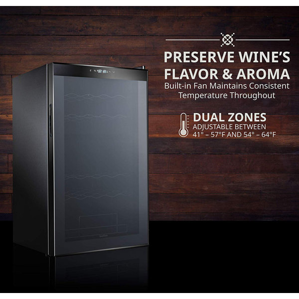 Ivation 19.4'' 33 Bottle Dual Zone Freestanding Wine Refrigerator